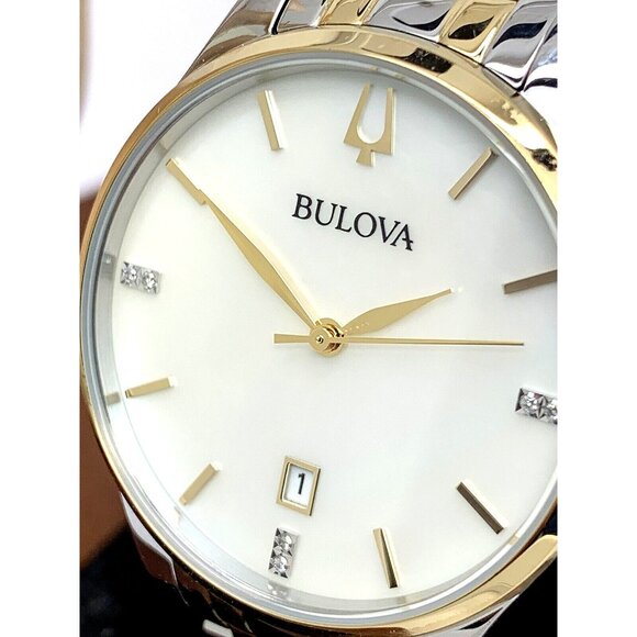 Bulova Women's Watch 98P201 Quartz Diamond Mother of Pearl Dial Two Tone Steel - Picture 11 of 12